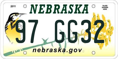 NE license plate 97GG32