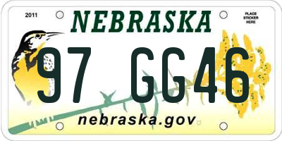 NE license plate 97GG46