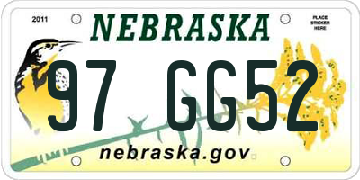 NE license plate 97GG52