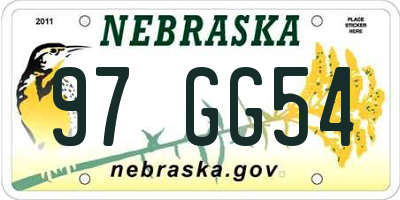 NE license plate 97GG54
