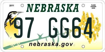 NE license plate 97GG64