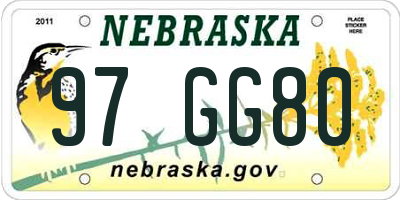 NE license plate 97GG80