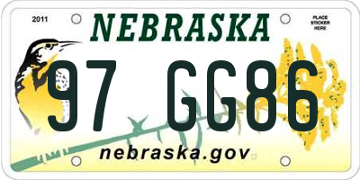 NE license plate 97GG86