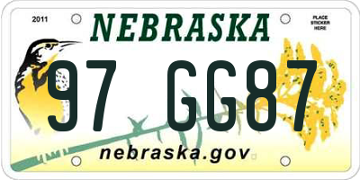 NE license plate 97GG87