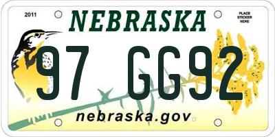 NE license plate 97GG92