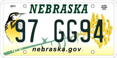 NE license plate 97GG94