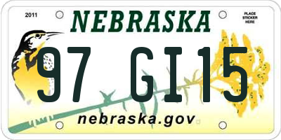 NE license plate 97GI15