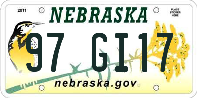 NE license plate 97GI17