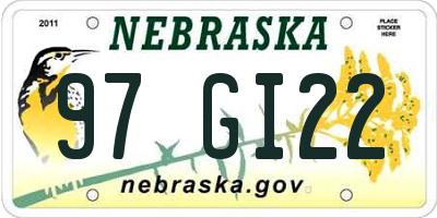 NE license plate 97GI22