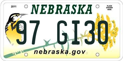 NE license plate 97GI30