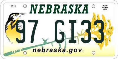 NE license plate 97GI33