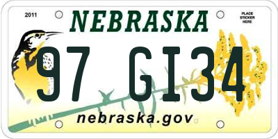 NE license plate 97GI34