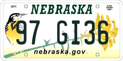 NE license plate 97GI36