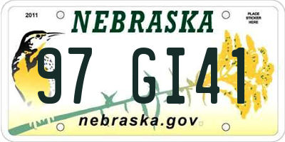 NE license plate 97GI41