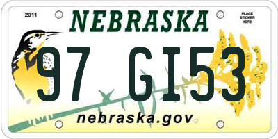 NE license plate 97GI53