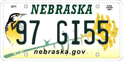 NE license plate 97GI55