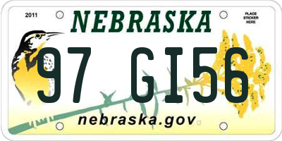 NE license plate 97GI56