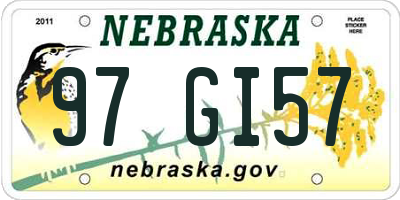 NE license plate 97GI57