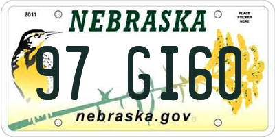 NE license plate 97GI60