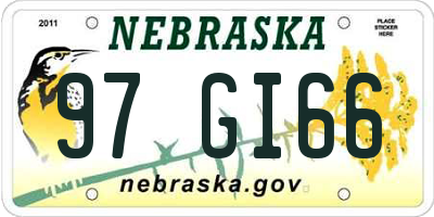 NE license plate 97GI66