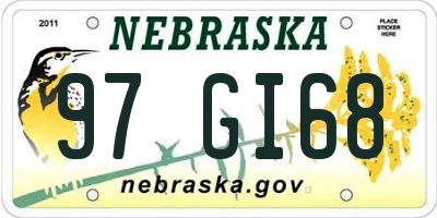 NE license plate 97GI68