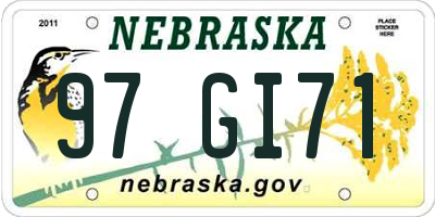 NE license plate 97GI71