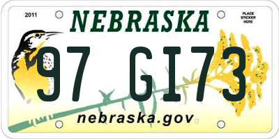 NE license plate 97GI73