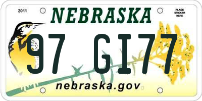 NE license plate 97GI77