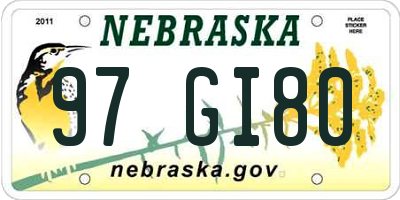 NE license plate 97GI80