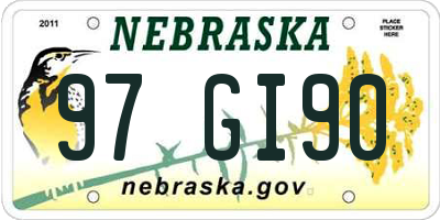 NE license plate 97GI90
