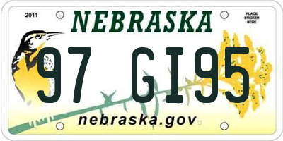 NE license plate 97GI95