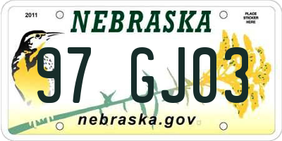 NE license plate 97GJ03