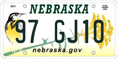 NE license plate 97GJ10