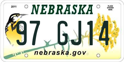 NE license plate 97GJ14