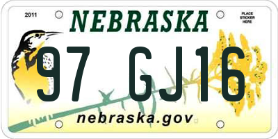NE license plate 97GJ16
