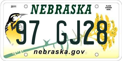 NE license plate 97GJ28