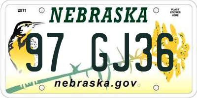 NE license plate 97GJ36