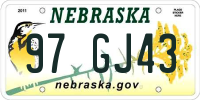 NE license plate 97GJ43