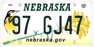 NE license plate 97GJ47