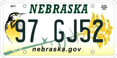 NE license plate 97GJ52