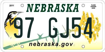 NE license plate 97GJ54