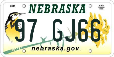 NE license plate 97GJ66