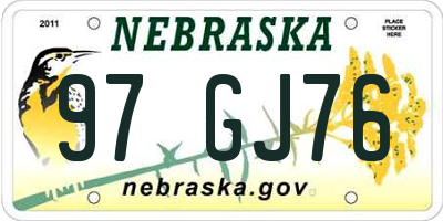 NE license plate 97GJ76