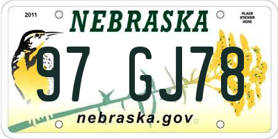 NE license plate 97GJ78