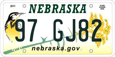 NE license plate 97GJ82