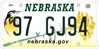 NE license plate 97GJ94