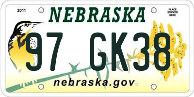 NE license plate 97GK38