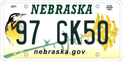 NE license plate 97GK50