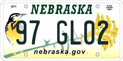 NE license plate 97GL02