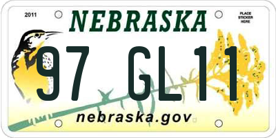 NE license plate 97GL11